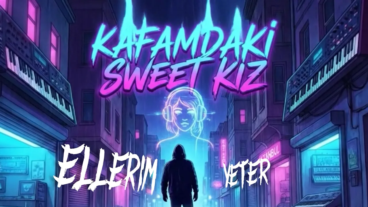 Klipten kare: ELLERİM YETER yazısı, neon sokakta siluet